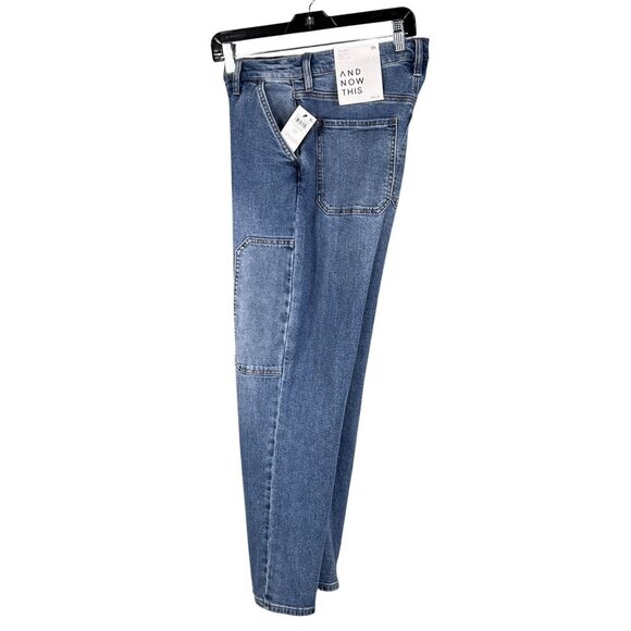 NWT And Now This Womens US 10 Utility Denim Jeans High Rise Straight Leg Skater - Picture 6 of 13